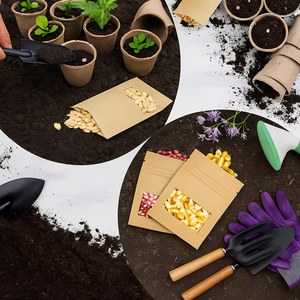 Sachets d'emballage personnalisés en kraft pour graines avec fenêtre, fermeture éclair refermable, thermoscellables, vente en gros - Product Image 2