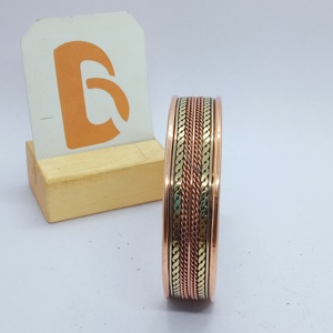 Vintage <b>Copper</b> Alloy Cuff Bracelet with Rope Pattern Design Unisex Party Jewelry <b>Bangles</b> - Product Image 3