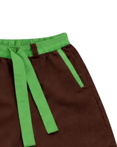 Brown Green Contrast Sleeveless Top And Shorts <b>Set</b> Men Casual Summer Outfit Drawstring Waist Comfortable Cotton Blend SoftFit - Product Image 6