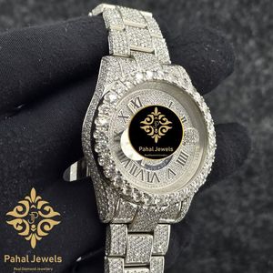 นาฬิกาเพชรหรูสำหรับผู้หญิง Pahal Jewels ตัวเรือนสแตนเลสขนาด 41 มม. กระจกแซฟไฟร์ แสดงวันที่แบบอนาล็อก ควอตซ์ สายพับขนาด 18 มม. - Product Image 2