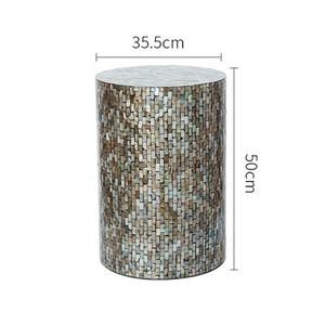 Custom Design Wooden Cylinder Accent Furniture <b>Stools</b> Mother of Pearl Premium Quality Shell Mosaic Decor For Room - Product Image 1