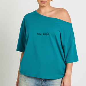 T-shirt surdimensionné en jersey polyester/coton personnalisé OEM/ODM, vêtements d'été respirants à séchage rapide, t-shirt court pour femmes - Product Image 1