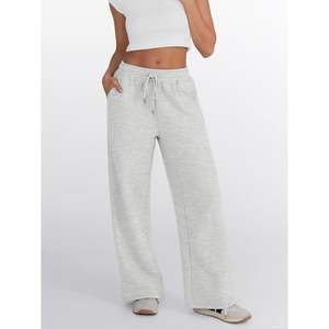 Pantalons de survêtement pour femmes taille haute personnalisés, taille XL, jambes larges, amples, décontractés, avec cordon de serrage, poches, respirants, athlétiques, évasés - Product Image 2