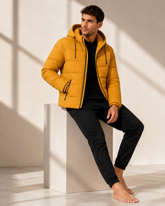 เสื้อแจ็คเก็ตพัฟเฟอร์มีฮู้ดสำหรับผู้ชายรุ่นใหม่ ออกแบบมาเพื่อความอบอุ่นที่ใช้งานได้จริง สวมใส่สบาย ป้องกันได้หลากหลาย กันน้ำ ใส่ได้สองด้าน เหมาะสำหรับฤดูหนาว - Product Image 5