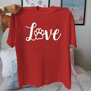 เสื้อยืดพิมพ์ลาย Love With a PAW ผ้าฝ้ายแท้สำหรับผู้หญิงใส่สบาย - Product Image 3