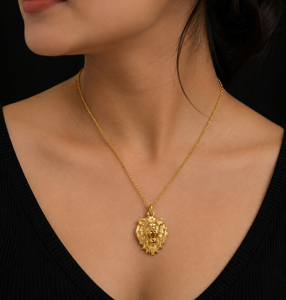 Collier Pendentif Tête de Lion Chrétien en Argent Sterling 925 Plaqué Or 18K Unisexe, Luxe Minimaliste pour Usage Quotidien - Product Image 3