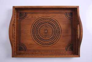 Plateau en bois marocain sculpté à la main, plateau rustique en bois, décoration bohème pour la cuisine, plateau à thé et à café, idée cadeau marocaine artisanale, tailles personnalisées - Product Image 5