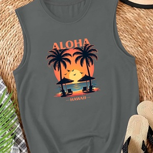 Aloha เสื้อลำลองชายหาดสำหรับผู้หญิงพิมพ์ลายต้นปาล์มผ้าสแปนเด็กซ์โพลีเอสเตอร์แบบถักดีไซน์ด้านหน้า - Product Image 5
