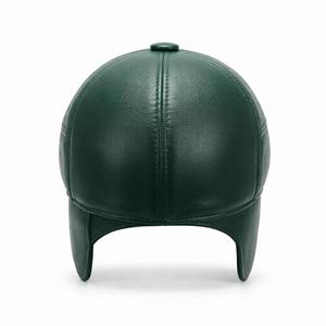 Premium Green Genuine Leather <b>Cap</b> for <b>Men</b> with Plush Ear Flap - Product Image 4