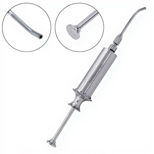 Seringue d'irrigation dentaire manuelle 8,5 pouces 10cc en acier inoxydable avec embout courbé de 3 mm, réutilisable, autoclavable, non magnétique, chirurgicale CE - Product Image 2