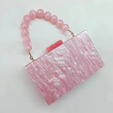 กระเป๋าคลัทช์เรซิ่นสีขาวทำมือสุดหรู ประดับมุก ระยิบระยับ ผลิตโดย blossom craft india - Product Image 3