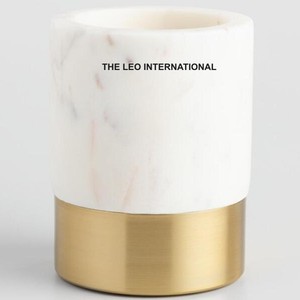 Portaplumas y Portalápices de Mármol Dorado de Lujo, Decoración de Mesa, Venta al por Mayor y Proveedores, Forma Redonda - Product Image 1