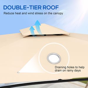 Gazebo a 2 livelli beige per patio, 3x3,6 m, per giardino, cortile, terrazza, esterno - Product Image 4
