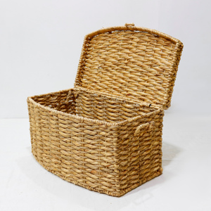 Eco-Friendly Natural Water Hyacinth <b>Woven</b> <b>Basket</b> <b>With</b> <b>Lid</b> for Storage Home Organization and Decorative Use - Product Image 3