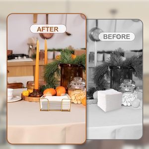 Gold Napkin Holder Acrylic <b>Flat</b> Guest Towel Tray Clear Tissue <b>Box</b> Dispenser Square Tabletop Paper Napkin Storage Basket Caddy - Product Image 1