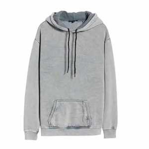 Sweat-shirt à capuche unisexe gris uni 100% coton, coupe classique, décontracté, avec poche avant - Product Image 3