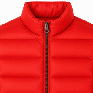 Men's <b>Red</b> Stand Collar Puffer Jacket Windproof Zipper Closure Casual Winter Outerwear Regular Fit Polyester Shell - Product Image 6
