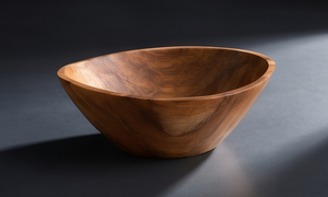 Tazón Artesanal de Madera de Mango con Contorno Acampanado, Tazón Decorativo para Servir Ensaladas con Acabado Natural Transparente y Base - Product Image 3