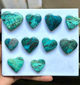 Gemas Naturales MAHNAJ, Cabujón de Shattukite en Forma de Corazón, Gema Suelta Pulida, Azul Verde Turquesa con Juego de Colores para Joyería - Product Image 4