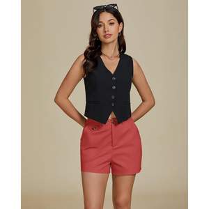 2025 <b>Women's</b> Trendy High Waisted Business Casual Summer Dress <b>Shorts</b> Elastic Waist Trouser with Pockets Hot Pattern - Product Image 3