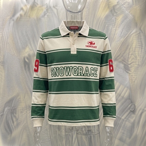 เสื้อโปโลแขนยาวลายทางสำหรับผู้ชาย Snowgrace ปักโลโก้ ระบายอากาศได้ดี ผ้าฝ้ายเจอร์ซีย์ ทรงปกติ - Product Image 2