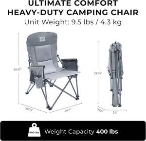 Silla Plegable Portátil para Camping – Marco de Aluminio, Silla de Exterior con Tela Oxford y Bolsillos Laterales, Gris, Ligera y Resistente - Product Image 3