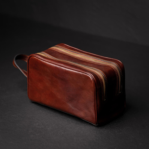 Premium Leather Toiletry Bag Travel Organizer Dopp <b>Kit</b> <b>Men</b> Cosmetic <b>Shaving</b> Storage Pouch Bag LTB-0104 - Product Image 1