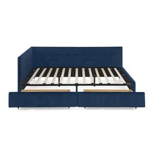 Cadre de lit capitonné Queen Size avec rangement, dossier et accoudoirs confortables, lit Queen Size rembourré avec revêtement durable - Product Image 6
