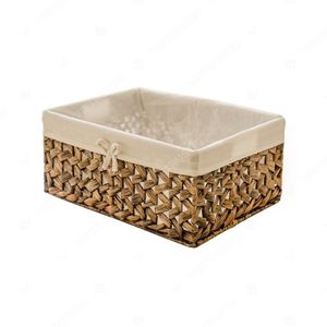 COUNTER SORT Vintage Geometric Hyacinth Rectangle Laundry <b>Basket</b> Cut-out Handles Eco-Friendly Multifunction Clothes Organizer - Product Image 4