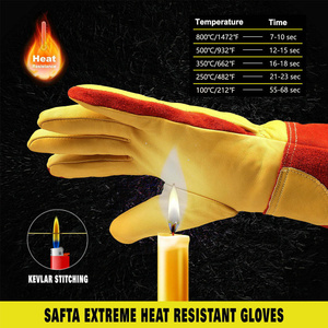 Gants de soudage TIG en cuir de chèvre et croûte de cuir de vache, manchette élastique, ignifuges, robustes, pour la lutte contre les incendies et le barbecue - Product Image 6