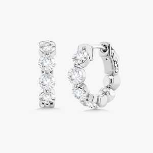 Diamond Hoop Earring Round Cut Lab Grown Minimalist Modern Luxury Wedding <b>Huggies</b> Jewelry Custom 14K 18K <b>Solid</b> <b>Gold</b> Manufacturer - Product Image 3