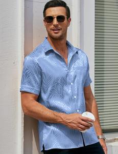 Chemise décontractée pour homme à manches courtes, imprimé tropical hawaïen, boutonnée, en coton coloré, idéale pour l'été et les vacances - Product Image 2