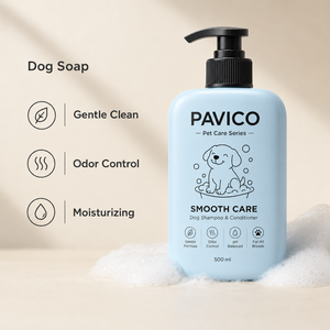 Flacon de shampoing pour chien, carré arrondi, en plastique PP, 500 ml, bleu bébé, pompe à lotion, emballage de savon pour animaux de compagnie, fabricant vietnamien - Product Image 3