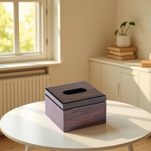 Luxury Walnut Tissue <b>Box</b> | Wooden <b>Paper</b> Holder for Bathroom & Living Room | Modern Desktop <b>Storage</b> Case | Home Decor Organiser - Product Image 3
