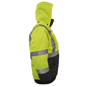 High Visibility <b>Orange</b> Reflective Safety <b>Jacket</b> Waterproof Winter Workwear ANSI Class 3 <b>Hi</b> <b>Vis</b> Bomber <b>Jacket</b> with Hood - Product Image 4