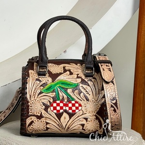 Sac de voyage de luxe en cuir de vachette véritable fait main, motif tournesol, pour femme, style personnalisé, sac à bandoulière de créateur - Product Image 1