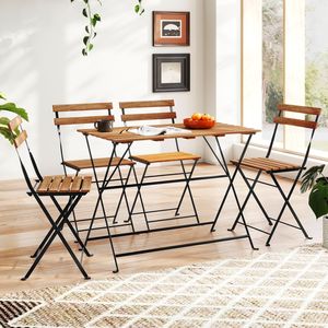 5 Piece Patio Acacia Wood <b>Dining</b> <b>Set</b> with <b>4</b> Folding <b>Chairs</b> - Product Image 6