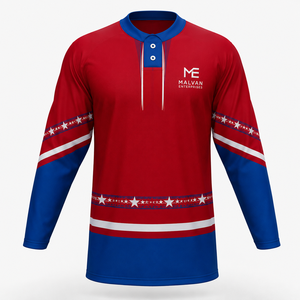 Camisetas de Hockey sobre Hielo Personalizadas OEM/ODM 100% Poliéster, Transpirables, Antibacterianas, de Secado Rápido, para Hombre - Product Image 1