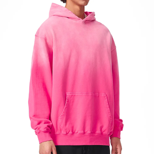 Sudadera con capucha deportiva de algodón 100% de 420 g, de peso pesado, holgada, lisa, con efecto desgastado por el sol y lavado especial, estilo streetwear con hombros caídos para hombre - Product Image 3