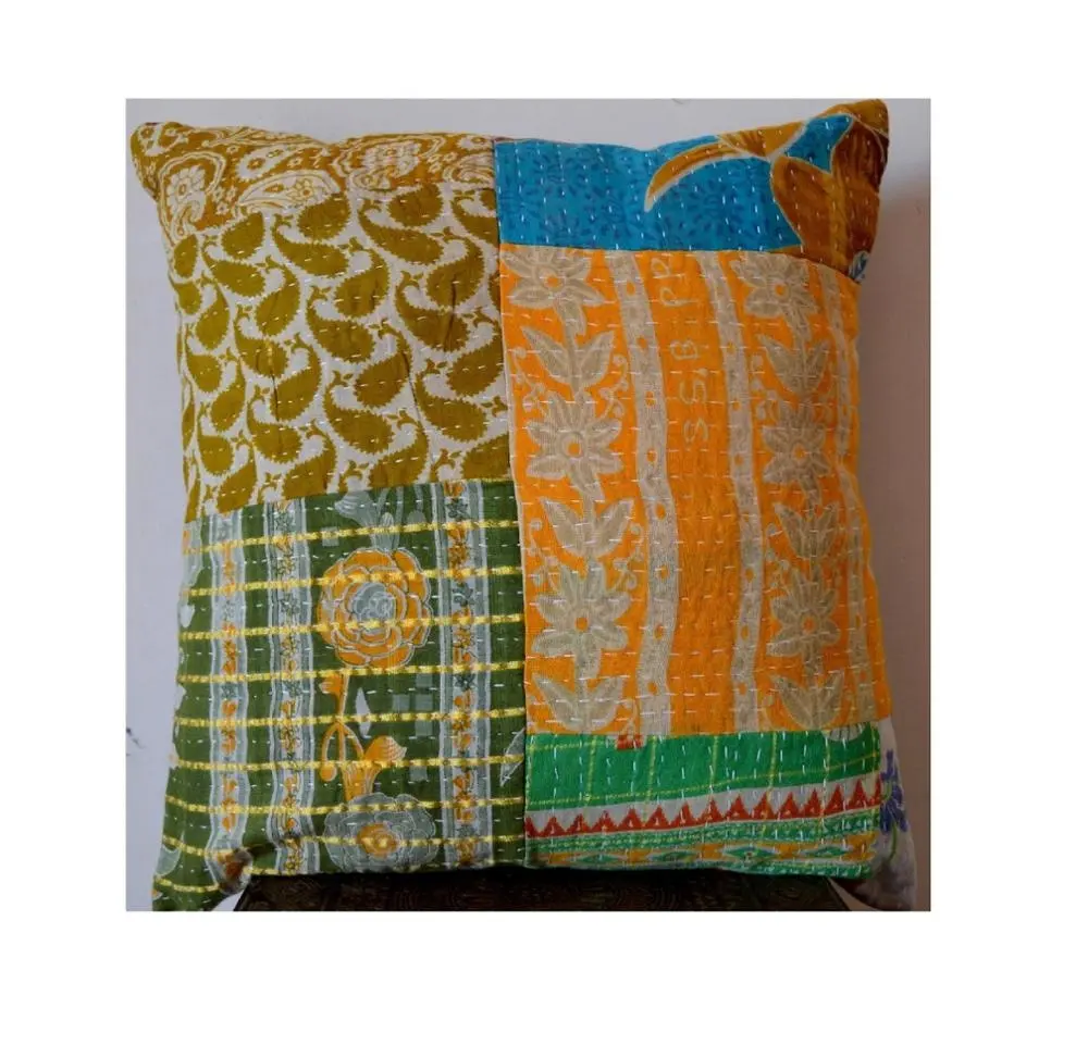 Винтажная подушка в стиле бохо ручной работы, оптовая продажа, индийская хлопковая Подушка Kantha, наволочка для домашнего декора