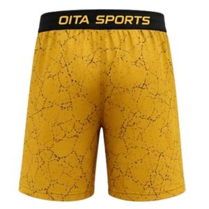 Short de sport imprimé jaune moutarde et noir à pois, avec ceinture élastique, léger et respirant, pour l'entraînement sportif et la gym - Product Image 2