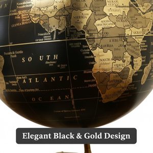 Globo terráqueo clásico grande de metal para escritorio |   Mapa del mundo a color detallado con soporte negro duradero |   Herramienta educativa y decoración para mesa de oficina - Product Image 3