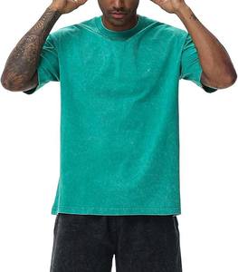 เสื้อยืดโอเวอร์ไซส์สีเขียวฟอกกรด ขายส่ง ผ้าคอตตอนหนา รับผลิตตามแบบ OEM พร้อมสกรีนโลโก้ เสื้อผ้าสตรีทแวร์ผู้ชาย - Product Image 3