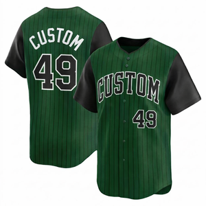 MANUFACTURER Custom Striped Baseball Jersey Breathable Quick dry Polyester <b>athletic</b> training Sportswear men dark green jersey - Product Image 1