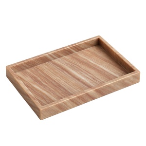 Venta caliente elegante mármol Rectangular blanco mármol ovalado bandeja con bordes elegante bandeja para servir para aperitivos o uso decorativo - Product Image 1