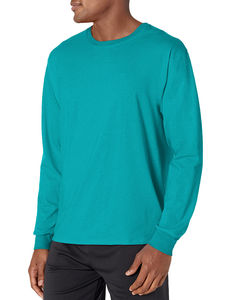 T-shirt à manches longues 100 % coton pour homme, unisexe, col rond, fitness, collection 2026, en promotion - Product Image 1