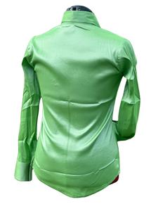 Chemise Cowgirl Western Show faite à la main sur tissu taffetas extensible vert - Product Image 4