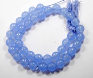ลูกปัดหินแคลเซโดนีสีน้ำเงินธรรมชาติทรงกลมเรียบ สำหรับทำเครื่องประดับ ขายส่ง - Product Image 3