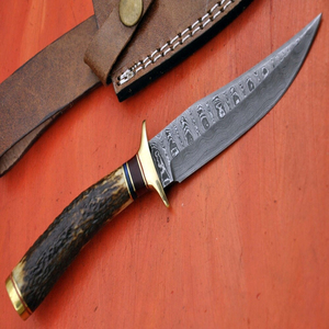 Couteau de chasse et de camping en acier inoxydable, lame fixe, couteau de survie avec poignée antidérapante confortable pour la randonnée, la pêche et les activités de plein air - Product Image 1