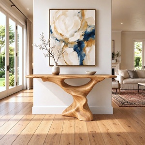 Mesa Consola Moderna de Madera Natural con Borde Natural, Hecha a Mano, para Entrada o Decoración del Hogar - Product Image 1
